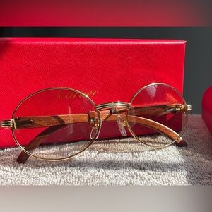 Cartier Gold and Brown Round Glasses
